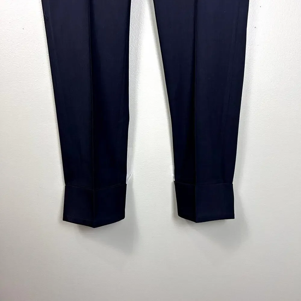 Vince Cuffed Coin Pocket Trousers Navy Blue Wool Straight Leg Work Pants size 4 - Picture 3 of 8